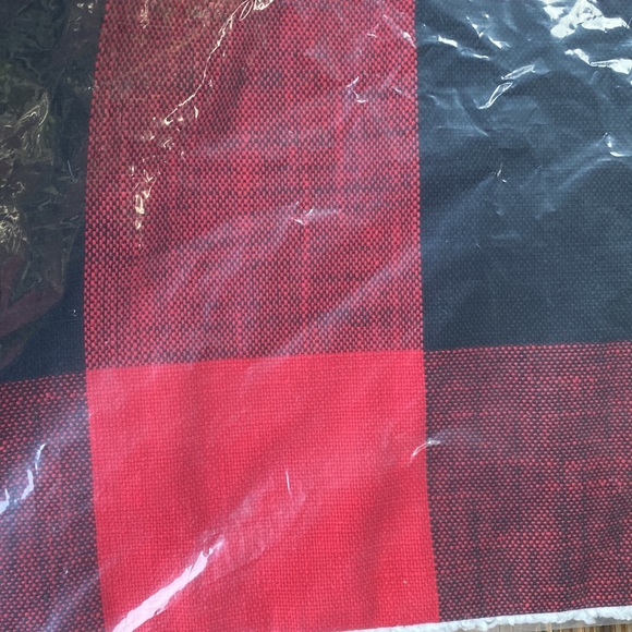 Pottery Barn Red and Black Bryce Sherpa Back Check Pillow Cover - Picture 5 of 15